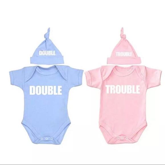 New Two rompers boy girl twins 12 months - Picture 1 of 4